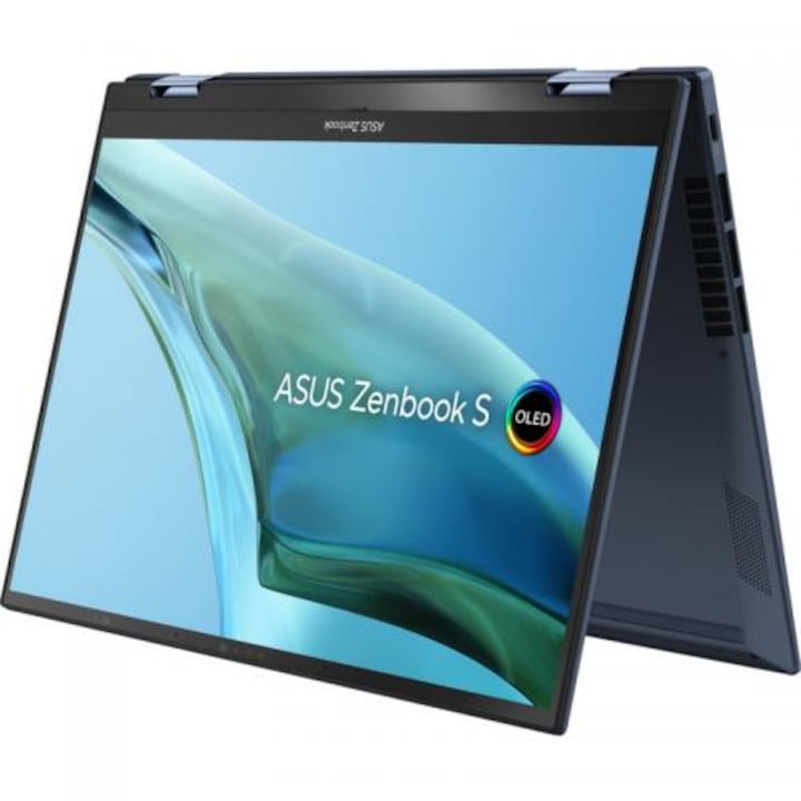 Laptop 2 az 1-ben ASUS ZenBook S 13 Flip OLED UP5302ZA-LX084W, Intel Core i7-1260P, 13,3 hüvelykes érintőképernyő, RAM 16 GB, SSD 1 TB, Intel Iris Xe Graphics, Windows 11, Ponder Blue