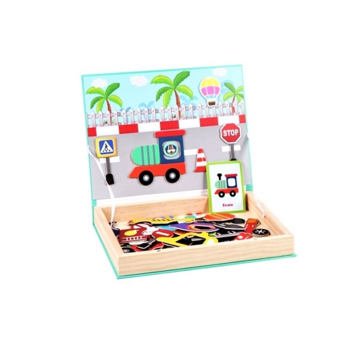 Joc magnetic Construieste mijloace de transport, 26 x 20 x 3.5 cm