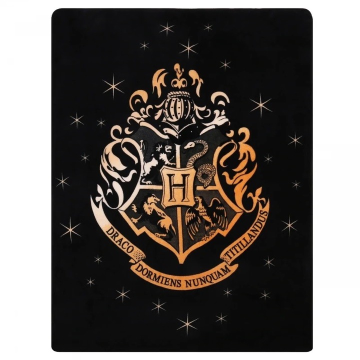 Поларено одеяло Harry Potter Hogwarts, 150x200 см, черно