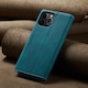 Husa pentru iPhone 15 Pro, CaseMe Retro, slim, piele, tip portofel, stand, inchidere magnetica, textura moale, protectie RFID, Albastru
