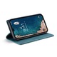 Husa pentru iPhone 15 Pro, CaseMe Retro, slim, piele, tip portofel, stand, inchidere magnetica, textura moale, protectie RFID, Albastru