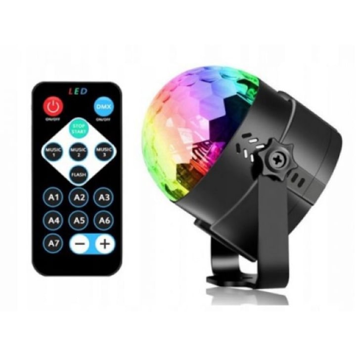 Glob Disco LED RGB cu telecomanda si senzor de sunet