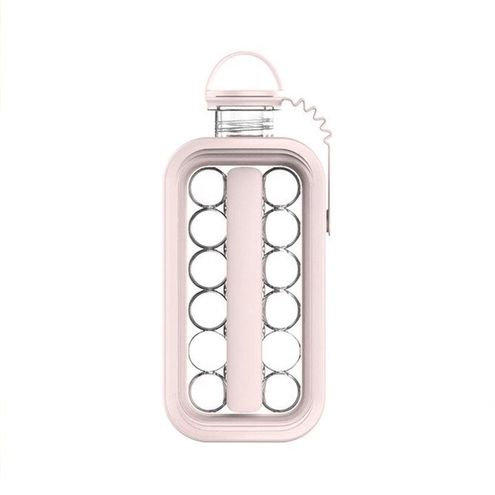 Hordozható 2 az 1-ben jégkockakészítő, 17 db BPA mentes rózsaszín