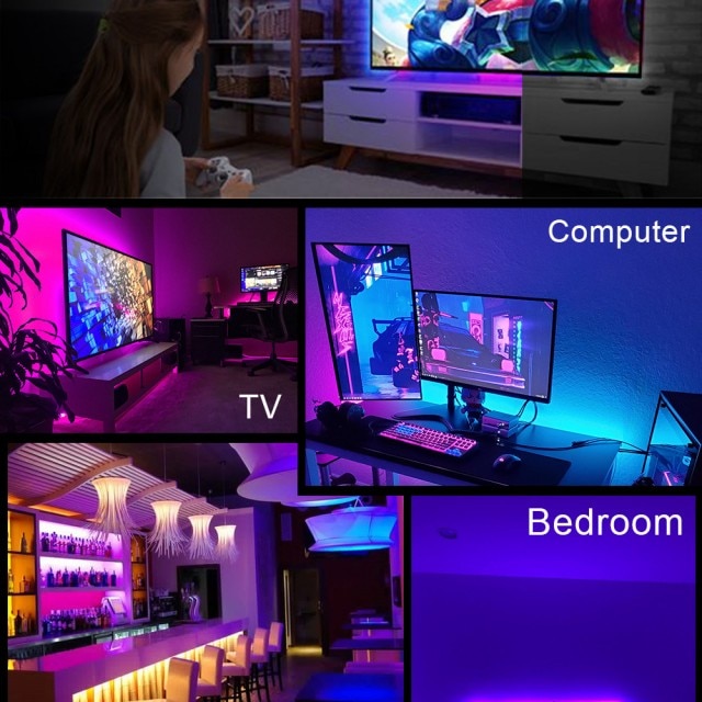 Banda LED pentru interior, SWISSANT, IP65, 5050 RGB, Wi-Fi, Cu ...