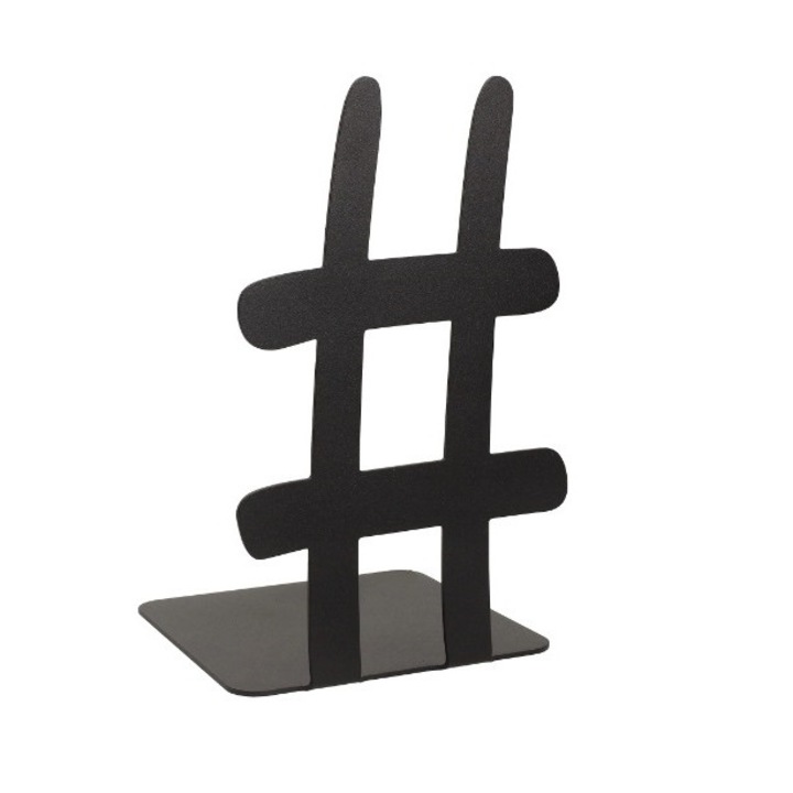 Hashtag könyvtámasz, 180x110 mm, fém, matt fekete