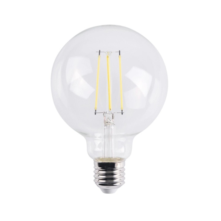 Bec LED decorativ, Polux, E27, alb neutru, 4000K, 7.5 W, 1055 lm, tip glob, transparent