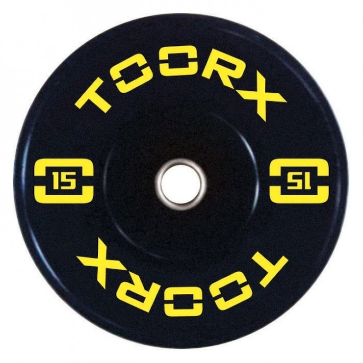 Disc TOORX antrenament 15 Kg, Diametru 45 cm, Diametru orificiu 45 mm, Negru