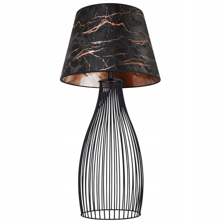 Настолна лампа, Метал/Текстил, Черно/Медно, 65см, WERONA 2400/S/LN