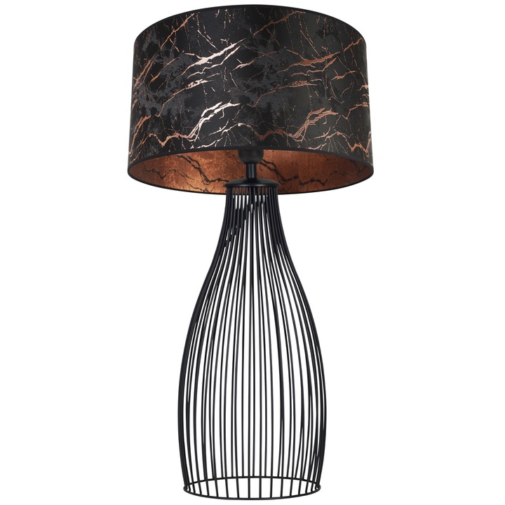 Настолна лампа, Метал/Текстил, Черно/Медно, 65см, WERONA 2400/35/LN