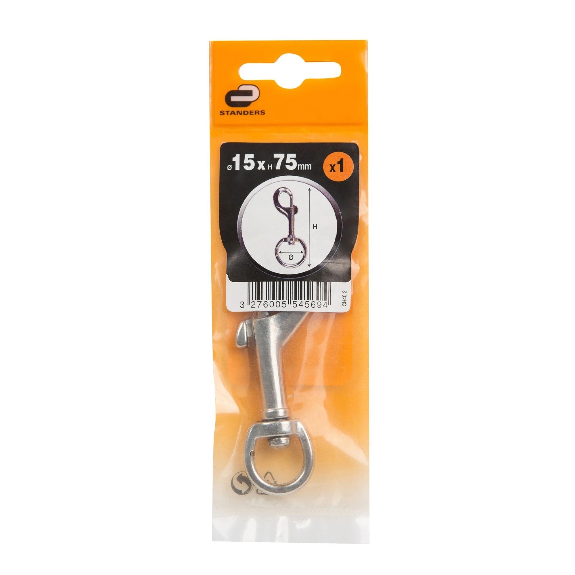 Carabiniera cu inel rotativ, zamac nichelat, 15 x 75 mm - eMAG.ro