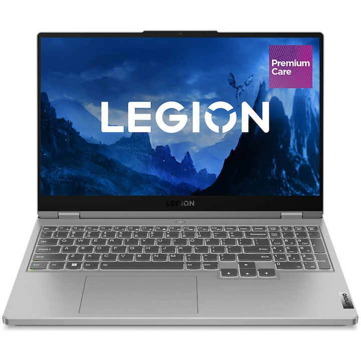 Lenovo Legion 5 15ARH7H gaming laptop AMD Ryzen™ 7 6800H processzorral 4,7 GHz-ig, 15,6 hüvelykes Full HD, IPS, 32 GB, 512 GB SSD, NVIDIA® GeForce RTX™ 3070 8 GB GDDR6, operációs rendszer nélkül, felhőszürke