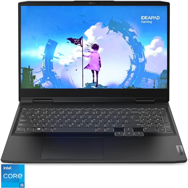 Laptop Gaming Lenovo IdeaPad 3 16IAH7 cu procesor Intel® Core™ i5-12450H pana la 4.40 GHz, 16" WUXGA, IPS, 16GB, 512GB SSD, NVIDIA GeForce RTX 3050 Ti 4GB, No OS, Onyx Grey