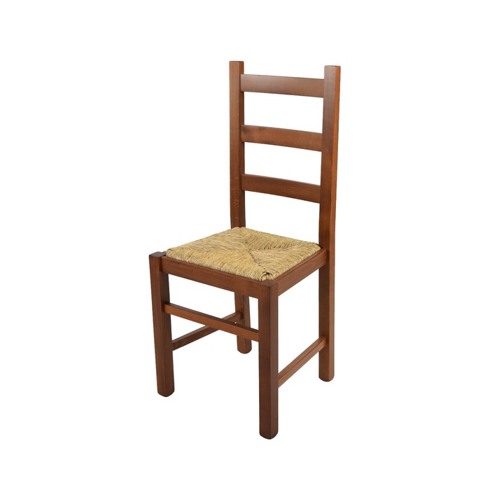 Scaun Rustica, t m c s, Fag, Sezut din paie, Nuc
