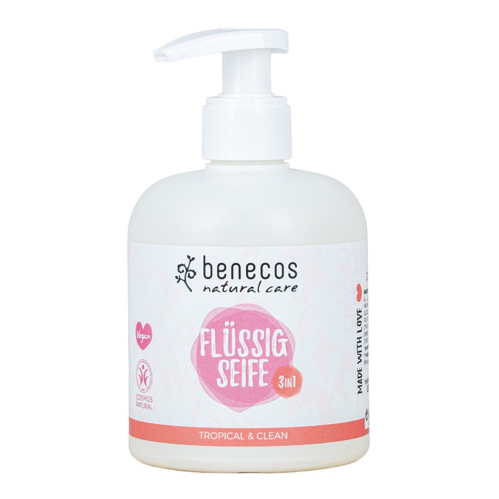 Tropical Clean течен сапун 3 в 1 за лице, ръце и тяло, 300 мл - Benecos