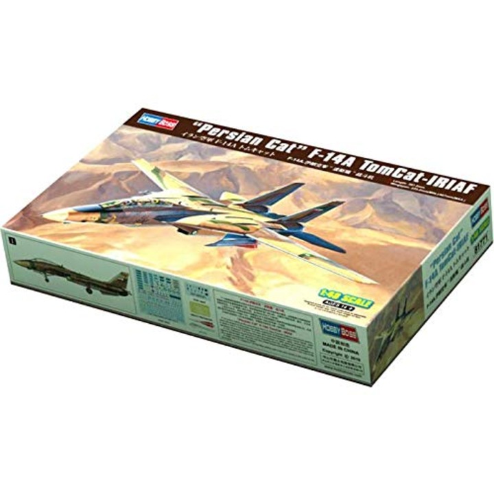 Kit de construit avion F-14A Tomcat Persian Cat, Lungime 39.7 cm, Anvergura aripi 23.32 cm, Scara 1:48,14+