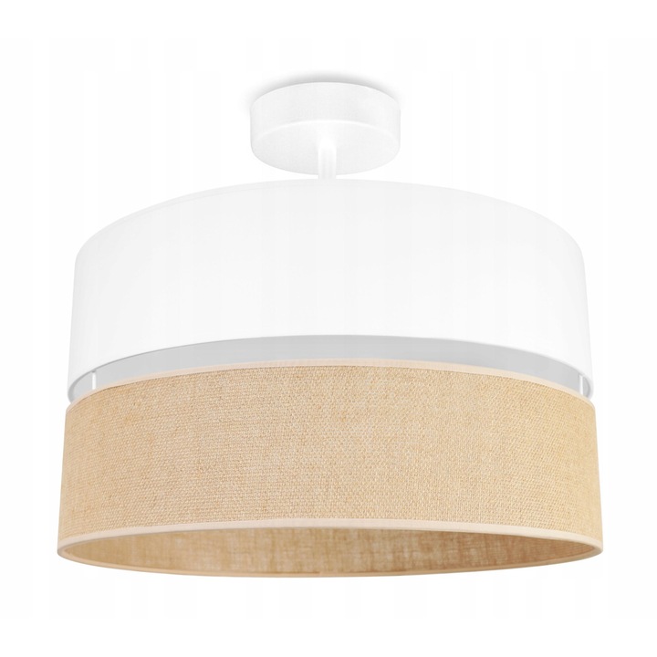 Plafoniera moderna, Light Home, Juta, 1 punct de lumina, E27, 230V, 28x40cm, Textil/Metal, Alb/Bej