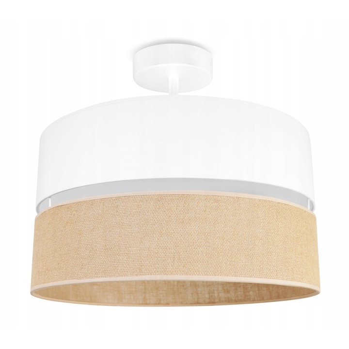 Плафон, Текстил/Метал, Бяло/Бежово, 28см, JUTA 2450/40/JB/KB