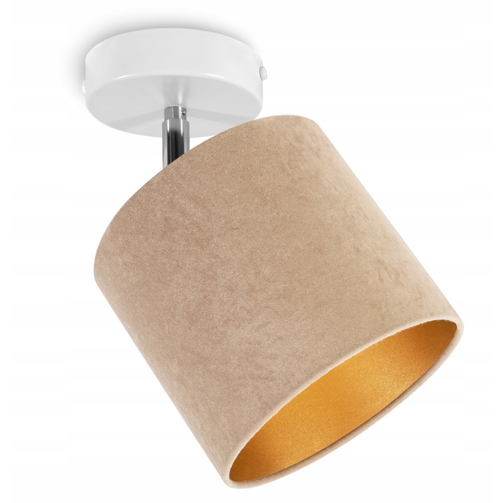 Plafoniera, Velur/Metal, Bej/Auriu, 20cm, MEDIOLAN 2360KP/BB