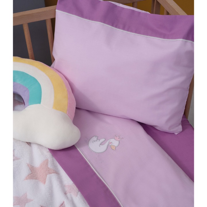 Set Lenjerie patut, Palamaiki, Bumbac, 2 piese, 130 x 180 cm, Mov