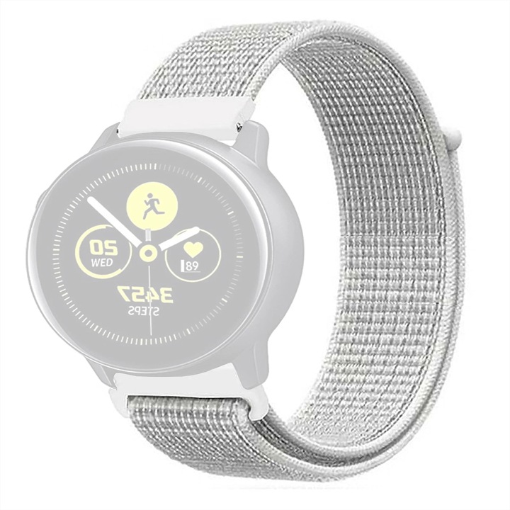 Curea din material textil WatchBand™ Velcro, Compatibila cu smartwatch Samsung Galaxy Watch 46 mm, Huawei Watch GT/GT 2 46 mm si alte ceasuri cu latimea bratarii de 22 mm, Alb