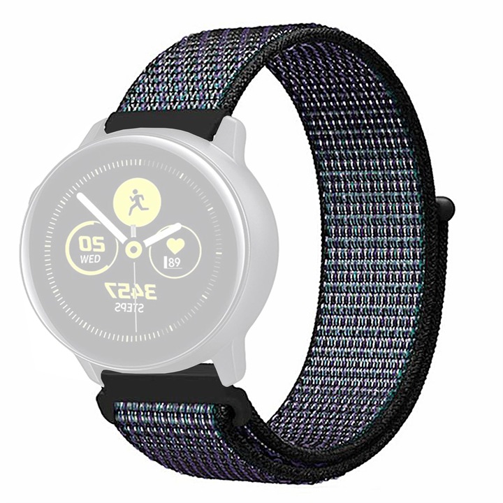 WatchBand™ платнена каишка с велкро, Съвместима с смарт часовник Samsung Galaxy Watch 46 мм, Huawei Watch GT/GT 2 46 мм и други часовници с ширина на каишката 22 мм, Space Gray