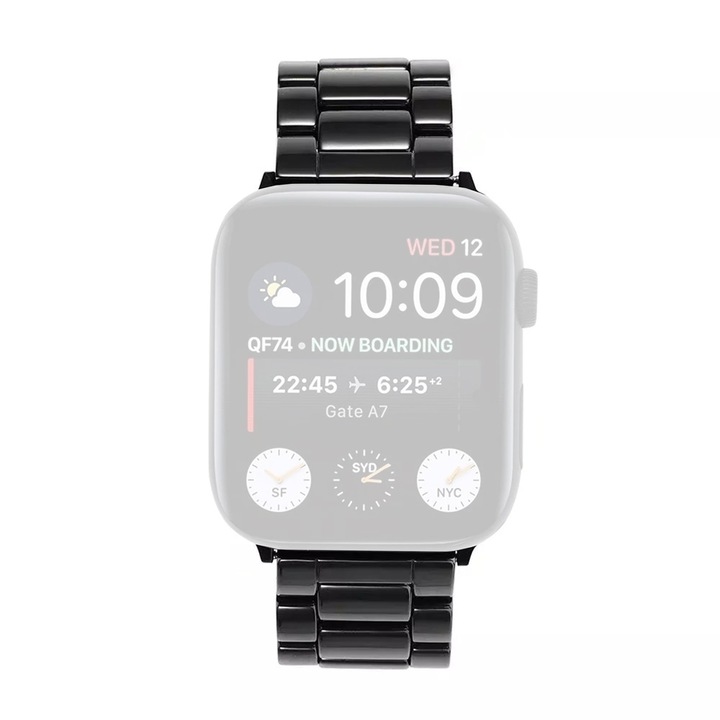 Керамична каишка WatchBand™ Tiles, съвместима с Apple Watch 1/2/3/4/5/6/7/8/SE/Nike+/Ultra - 38/40/41 мм, черен