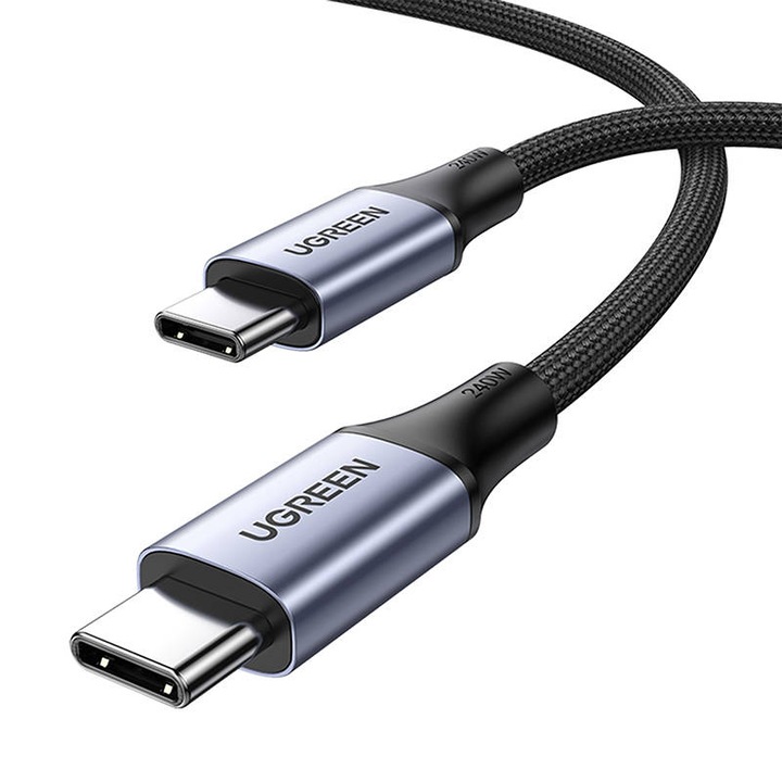 Кабел UGREEN USB4, 240W, 2m, USB-C към USB-C, Черен