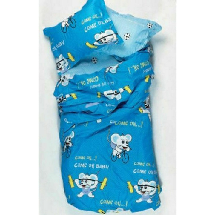 Set patura, Palamaiki, Bumbac, 170x260 cm, Albastru