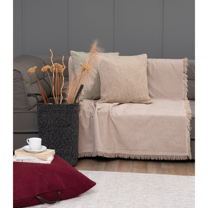 Cuvertura, Palamaiki, Bumbac/Poliester, 180 x 300 cm, Crem