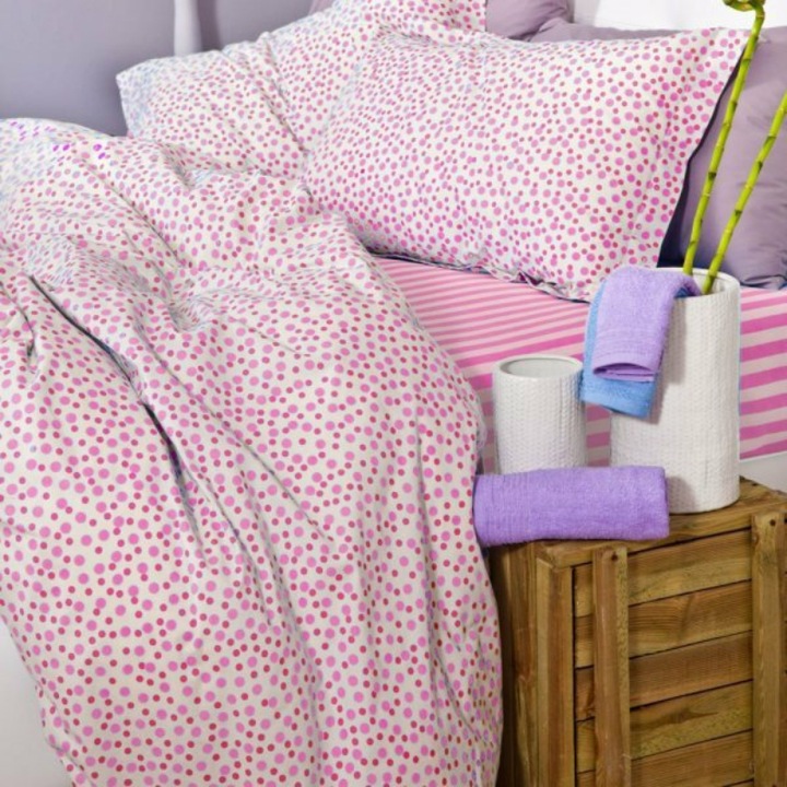 Patura de pat, Palamaiki, Bumbac, 230x260 cm, Roz