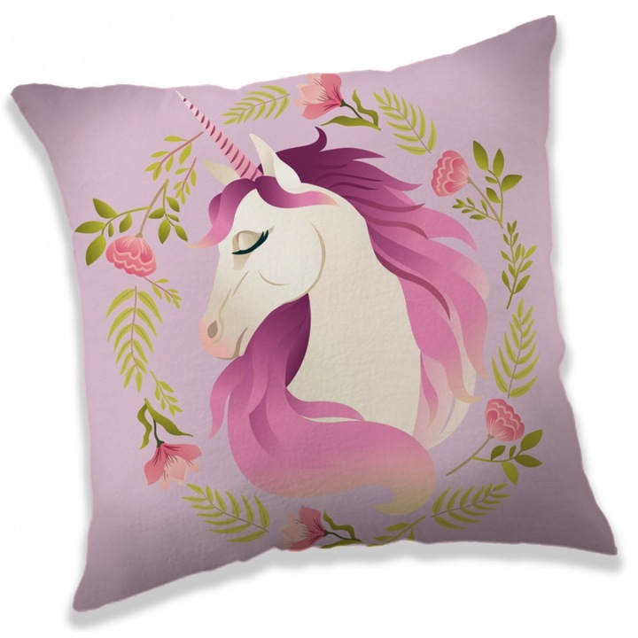 Perna decorativa Javoli, Unicorn, Poliester, 40x40cm, Multicolor