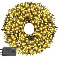 Instalatie De Craciun SIKS, Liniara 24 M, 300 LED -uri, Cu 8 Jocuri De Lumini, Pentru Interior Sau Spatii Exterioare Acoperite, Fir Verde Inchis, Alb Cald