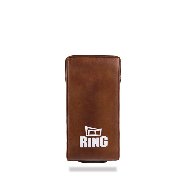 Десен ринг тренировъчен щит, Естествена кожа, 60x30x15 см, Кафяв