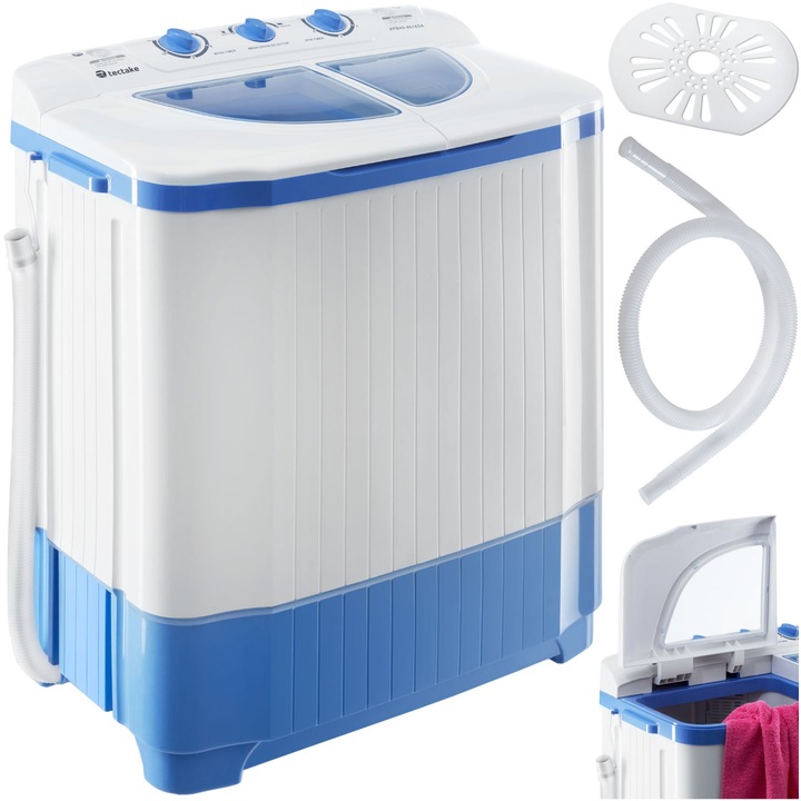 Tectake Mini mosógép 4,5 kg-os, 3,5 kg-os centrifugálással - fehér