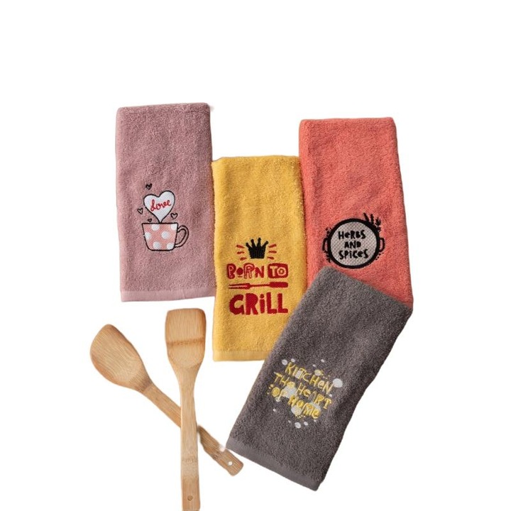 Set 4 prosoape de bucatarie, Palamaiki, Bumbac, 40x60, Multicolor