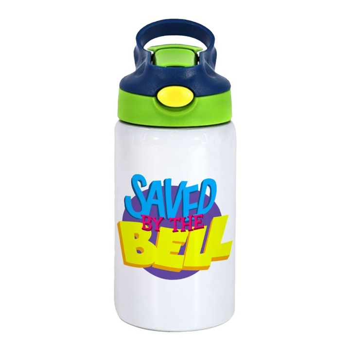 Termos cu pai pentru copii, Saved by the bell, Inox, 350 ml, Verde/Albastru