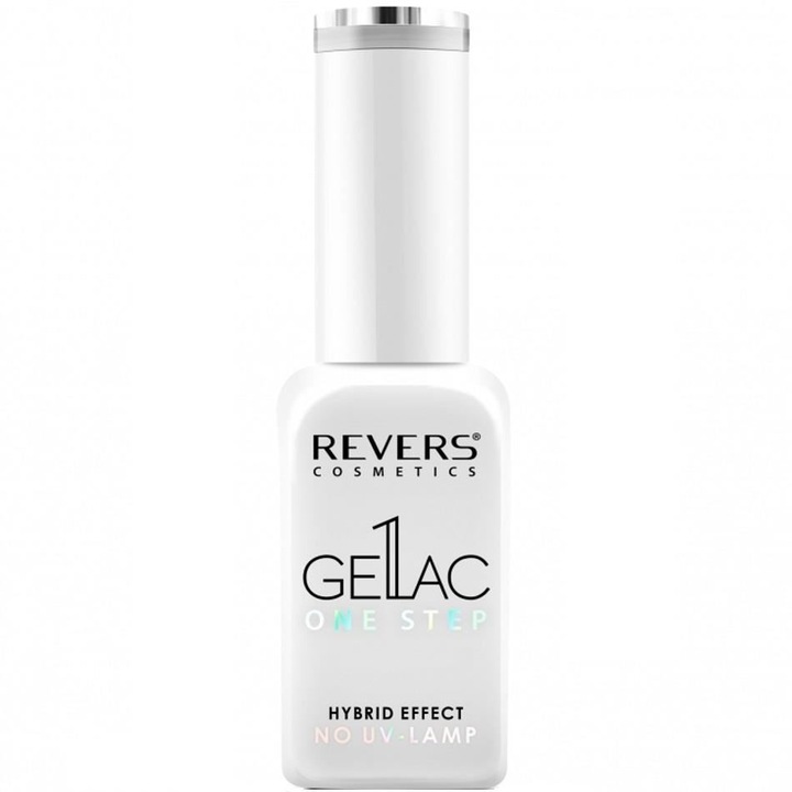 Lac de unghii Gellac 1 Step, Hybrid Effect, Non UV, Revers, 01 Alb mat, 10 ml