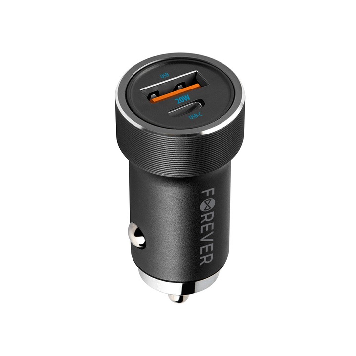 Incarcator auto rapid Forever, USB/USB-C, Quick Charge 3.0, PD 3.0, 20W
