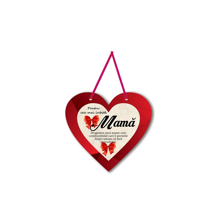 Placheta din lemn cu magnet pentru cea mai buna mama, multicolor, 10x10 cm