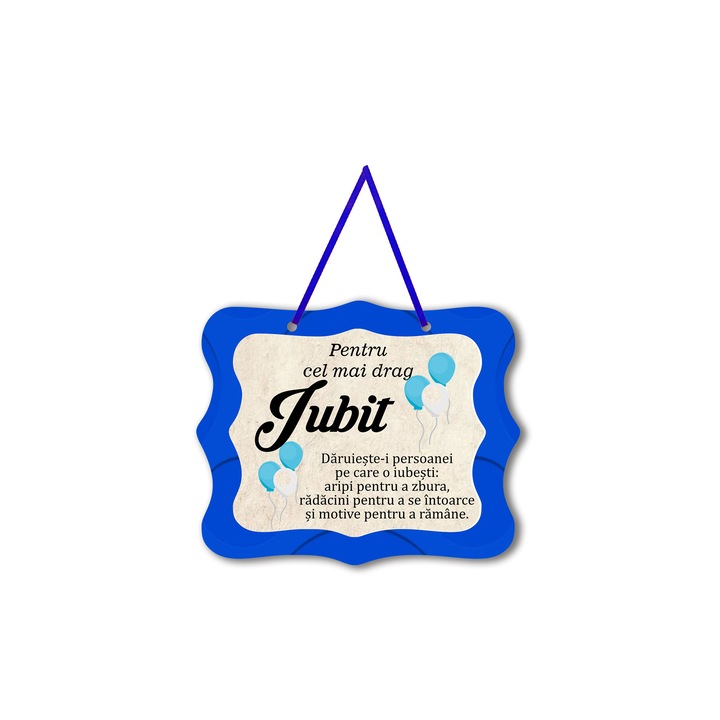 Placheta din lemn cu magnet pentru cel mai bun iubit, multicolor, 10x8 cm