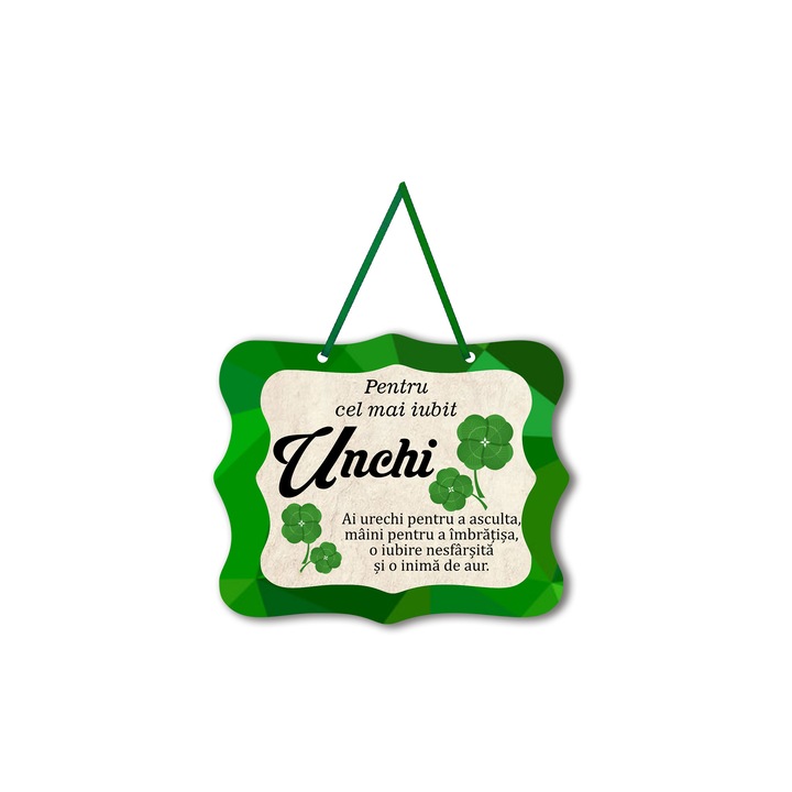 Placheta din lemn cu magnet pentru cel mai bun unchi, multicolor, 10x8 cm