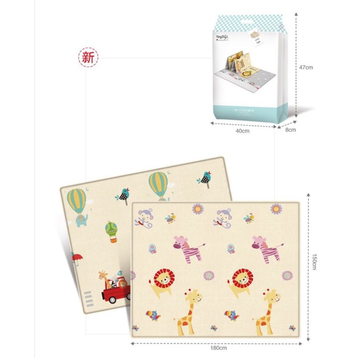 Covor Pliabil si Termoizolant Gros, Jungla si Vehiculele, 180 x 150 cm, M1, cu Doua Fete