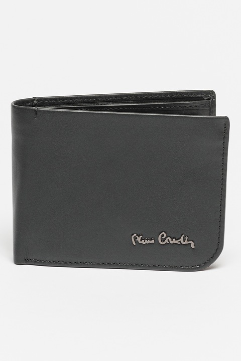 Pierre Cardin, Кожен портфейл с прегъване и лого, Черен