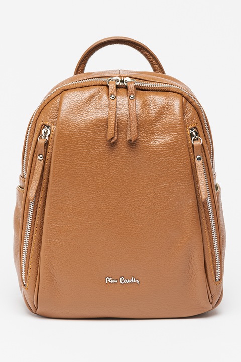 Pierre Cardin, Кожена раница с външни джобове, Кафяв