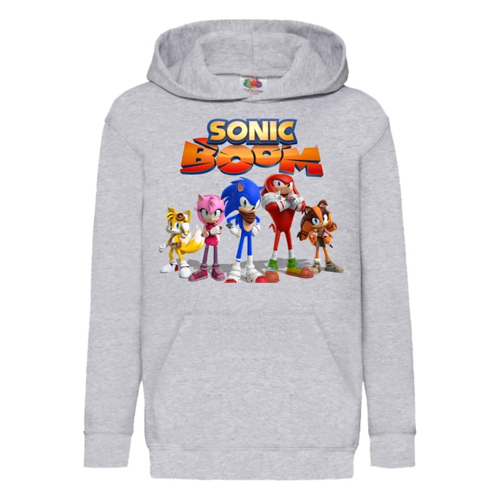 Hanorac copii Sonic the Hedgehog Tralala sonic the hedgehog sonic knuckels tales amy robotnik sonic shadow Sonic Boom 01, Gri melange