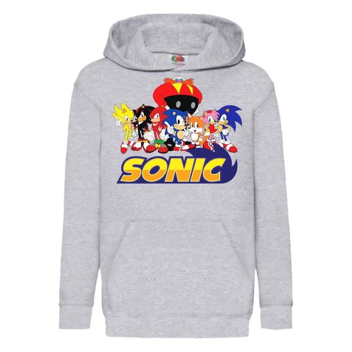 Hanorac copii Sonic the Hedgehog Tralala sonic the hedgehog sonic knuckels tales amy robotnik sonic shadow Sonic and friends 02, Gri melange
