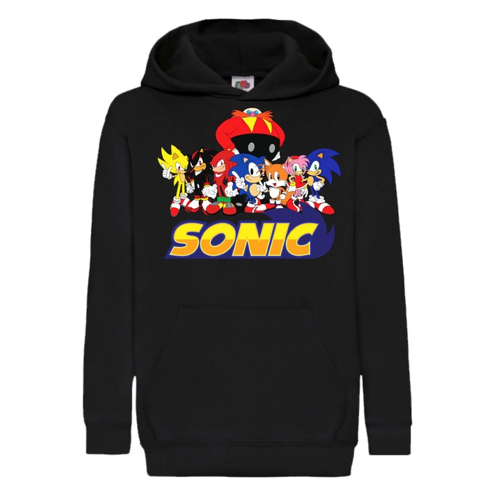Hanorac copii Sonic the Hedgehog Tralala sonic the hedgehog sonic knuckels tales amy robotnik sonic shadow Sonic and friends 02, Negru
