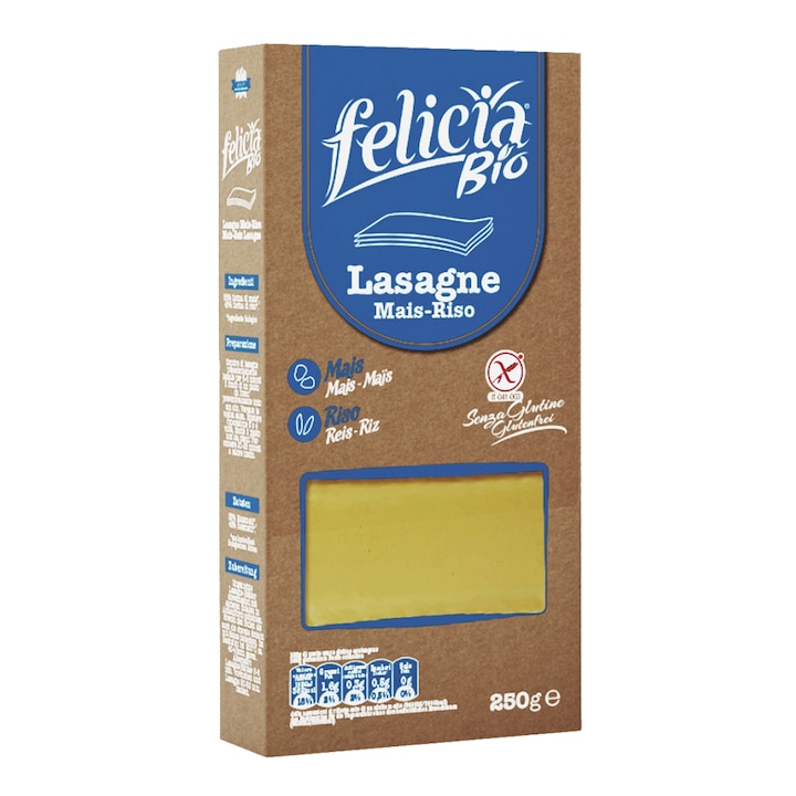 Foi de lasagne fara gluten din porumb si orez bio 250gr Felicia