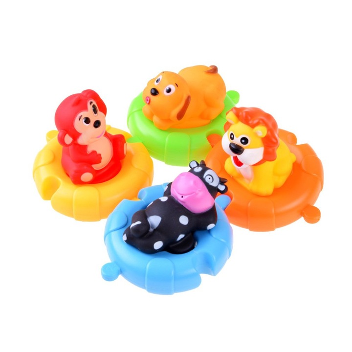 8 db-os fürdőjáték készlet, Jokomisiada, 4 puzzle/4 állatfigura, gumi, többszínű