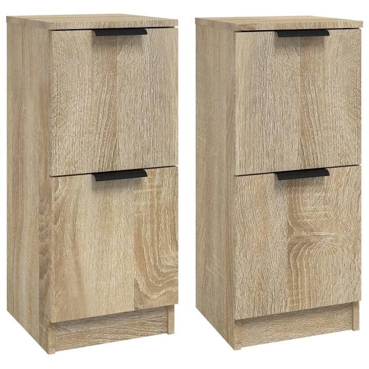 Set 2 comode Zakito Europe, 2 usi reversibile, lemn, stejar sonoma, 30x30x70cm
